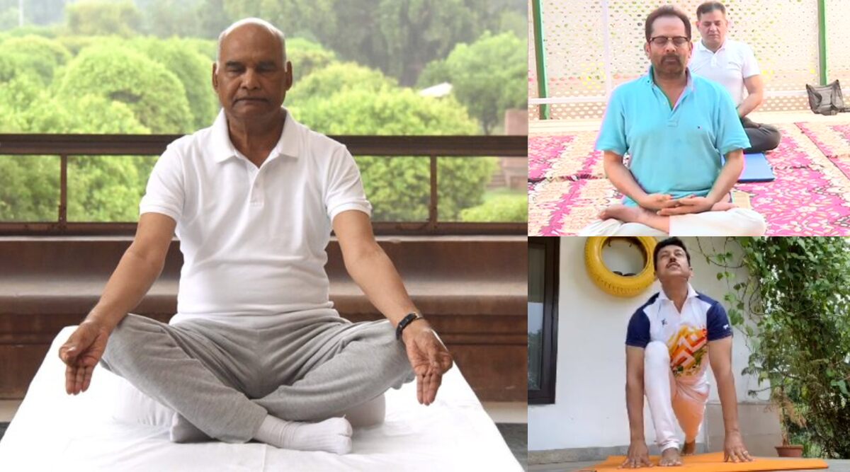 International Yoga Day 2020: President Ram Nath Kovind, Mukhtar Abbas Naqvi Do Asanas, Amit Shah, Dr Harsh Vardhan and Others Share Greetings, Urge People to Practise Yoga At Home - See Pics