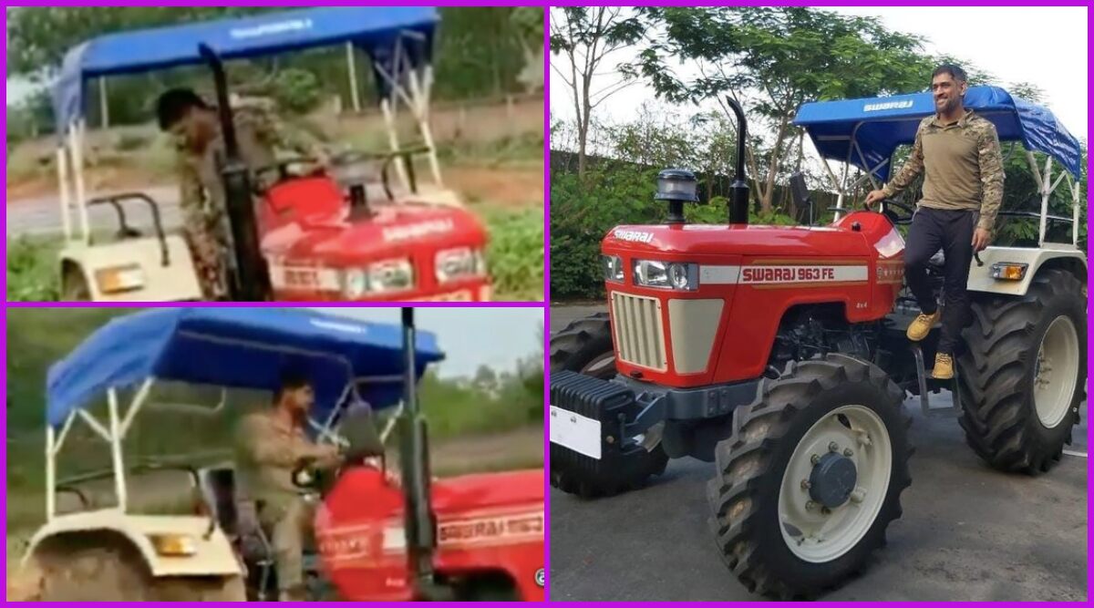 MS Dhoni Turns Farmer, CSK Captain Seen Ploughing Field on a Tractor at His Ranchi Farmhouse (Watch Viral Video)