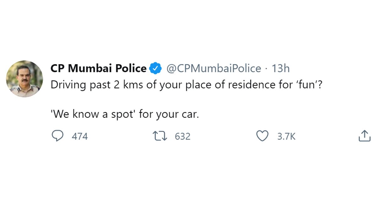 Mumbai Police Goes Witty With 'We Know a Spot' Trend To Warn Mumbaikars That 'Your Car Will be Seized If You Move Beyond 2 Km Radius of Your Homes'