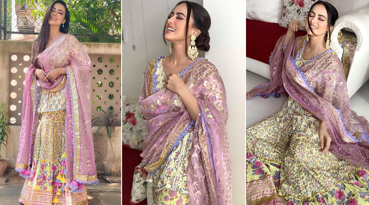 Sana Khaan Is Channeling Her Inner Spring Goddess in This Floral Sharara Suit!