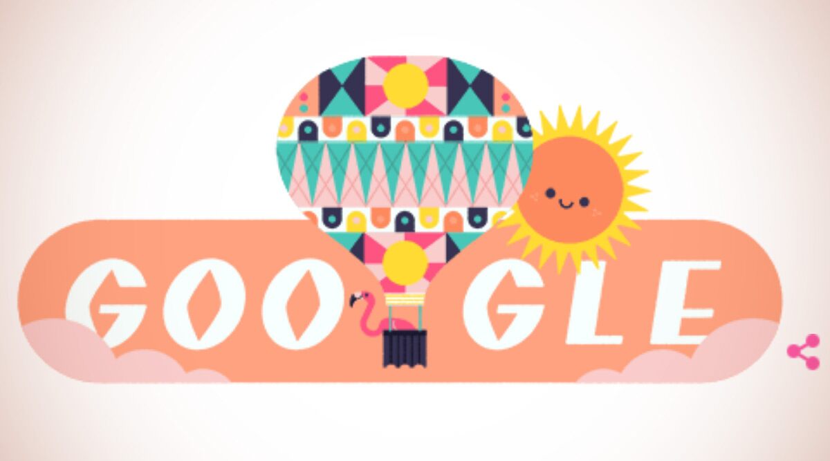 Summer Season 2020 Google Doodle: Search Engine Giant Marks the Onset of Summer in Northern Hemisphere With Illustration of Flamingo in Hot Air Balloon on a Sunny Day! (View Pic)
