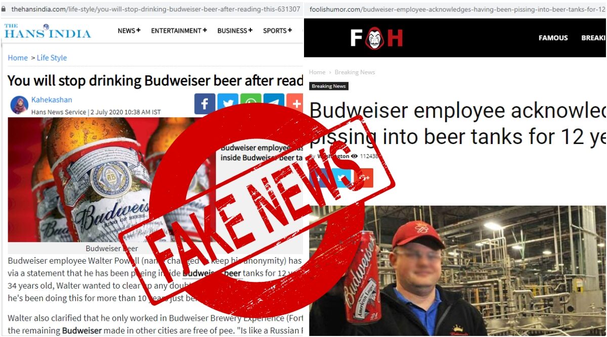 Budweiser Employee Peeing In Beer For 12 Years is FAKE News! Here's The Fact Check Behind The Viral Report Giving Birth to Funny Memes & Jokes