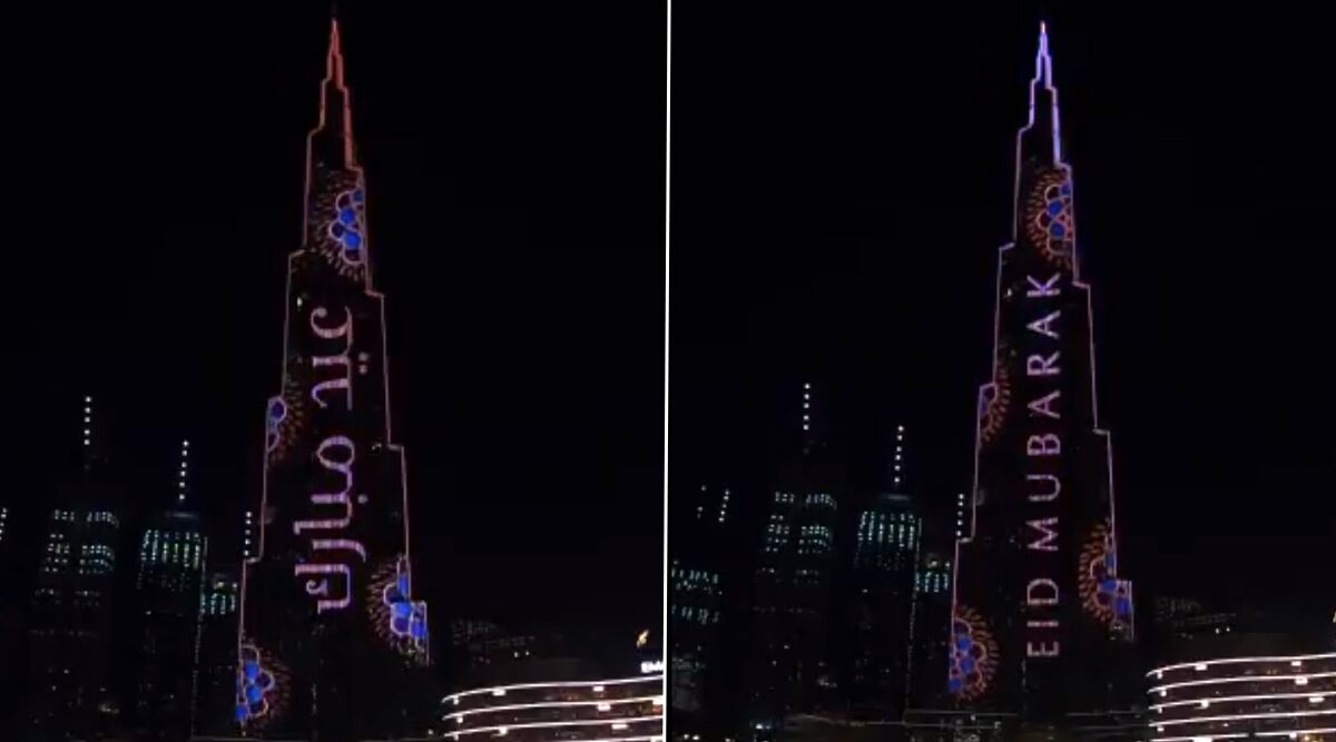 Eid al-Adha Mubarak 2020 Greetings Shine on Burj Khalifa! Dubai’s Landmark Tower Puts on Its Magnificent Light Show to Mark the Celebration of Bakrid (Watch Videos)