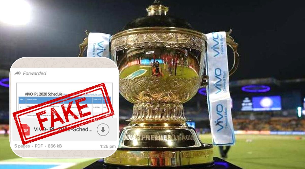 Fake VIVO IPL 2020 Schedule in PDF For Download Goes Viral on WhatsApp: BCCI Yet to Announce Time Table for Upcoming Indian Premier League Season 13