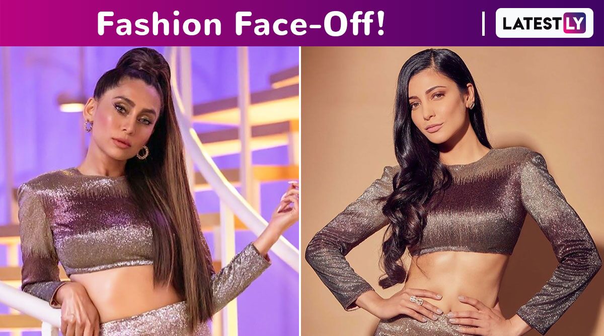 Fashion Face-Off: Anusha Dandekar or Shruti Haasan in Sunaina Khera Ensemble! Who Wore the Shimmery Creation Better?