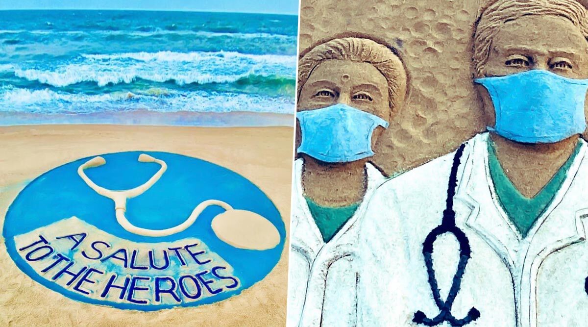 On National Doctor’s Day 2020 Sudarsan Pattnaik Creates Magnificent Sand Art In Honour of The Frontline Heroes (View Pics)
