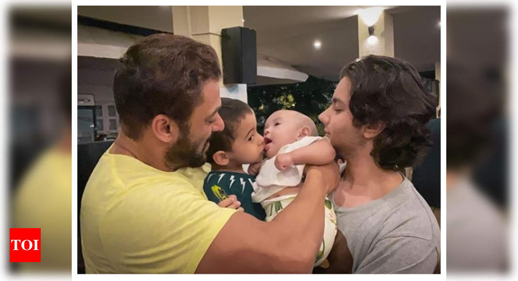 Salman Khan shares an adorable picture of nephews Ahil and Nirvan along with his baby niece Ayat | Hindi Movie News