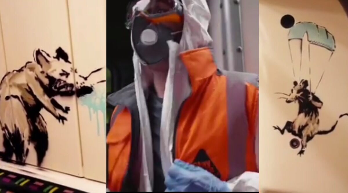 Street Artist Banksy Creates Artwork on London Underground Urging People to Take Precautions During COVID-19, Spray Painting Removed From Train by Authorities (Watch Video)
