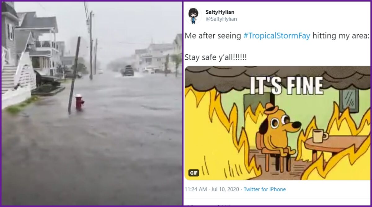 Tropical Storm Fay Makes Landfall in New Jersey: Twitterati Share Pics and Videos of Flooded Streets As Well As Funny Memes to Seek Respite From Another Crisis in 2020