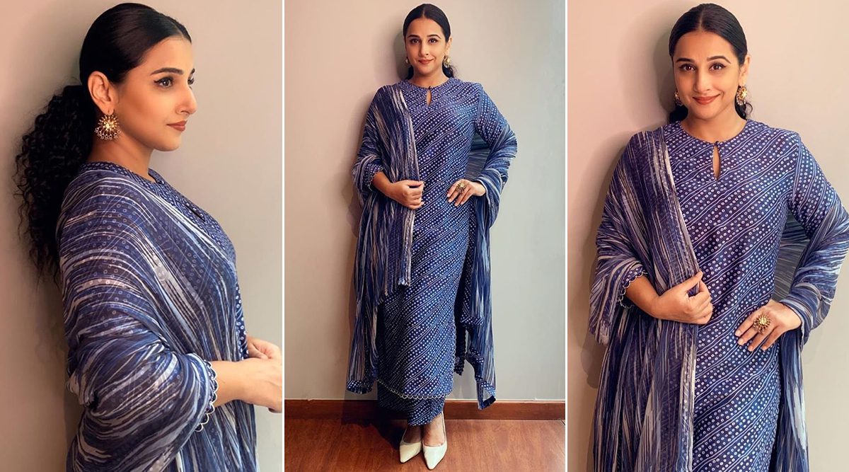 Vidya Balan Giving the Understated Cool Blue a Spin for the E-Promotions of Shakuntala Devi!