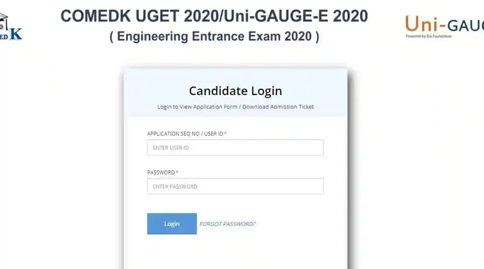 COMEDK UGET 2020 admit card.