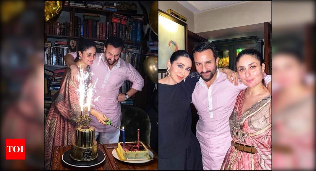 Karisma Kapoor gives a glimpse of Saif Ali Khan’s birthday celebration; his cake features a picture of Taimur, Sara and Ibrahim | Hindi Movie News