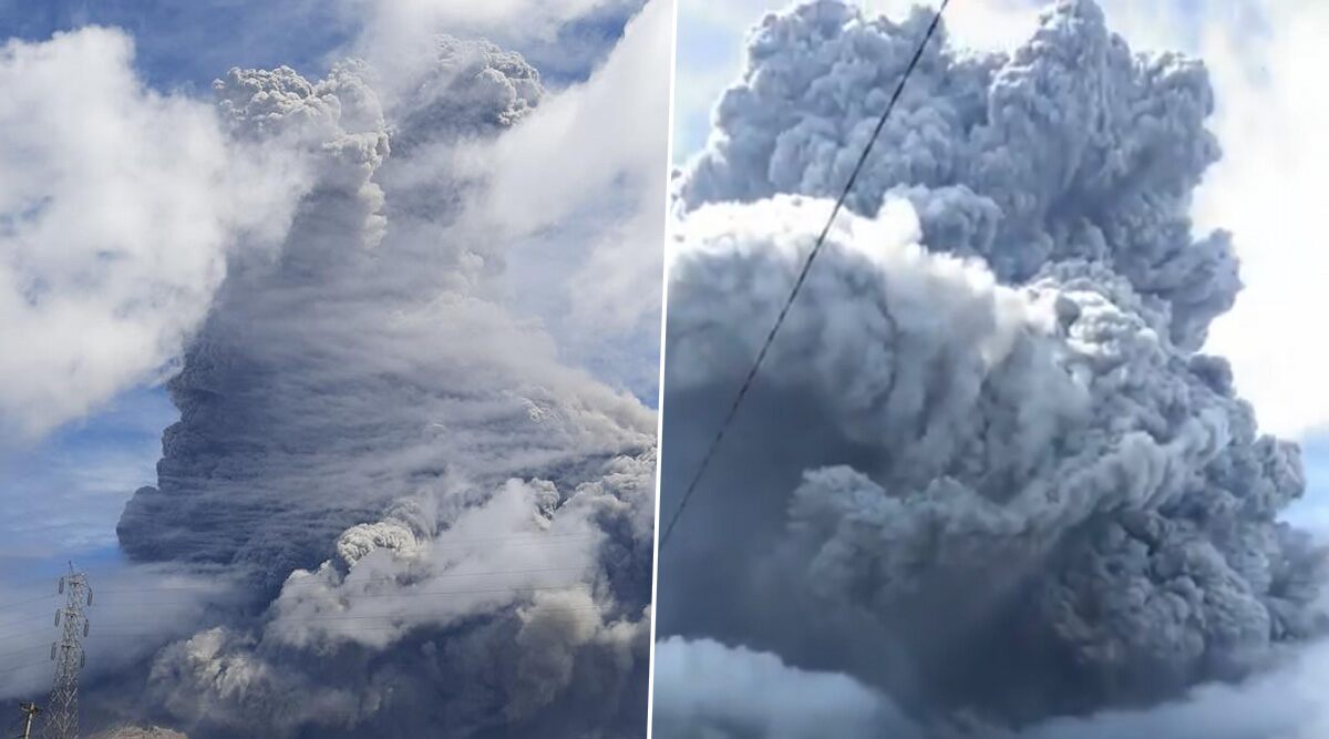 Mount Sinabung Volcano Erupts in Indonesia; Check Pics and Videos of Volcanic Ash Forming Massive Clouds and Darkness in the Sumatran Island Region