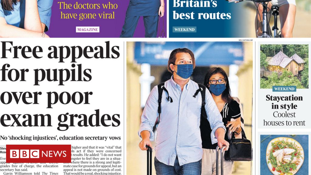 Newspaper headlines: Free school exam appeals, and France 'exodus'
