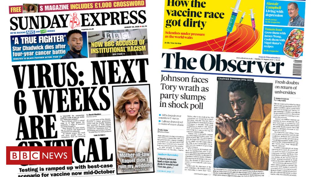 Newspaper headlines: Vaccine hopes, and Chadwick Boseman tributes