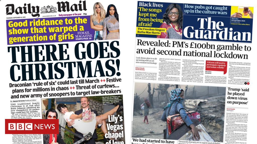 Newspaper headlines: 'There goes Christmas' and 'PM's £100bn gamble'