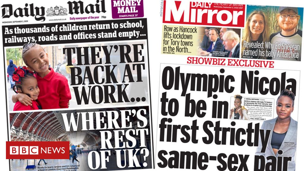 Newspaper headlines: Back-to-office 'falls flat' and a Strictly same-sex pair?