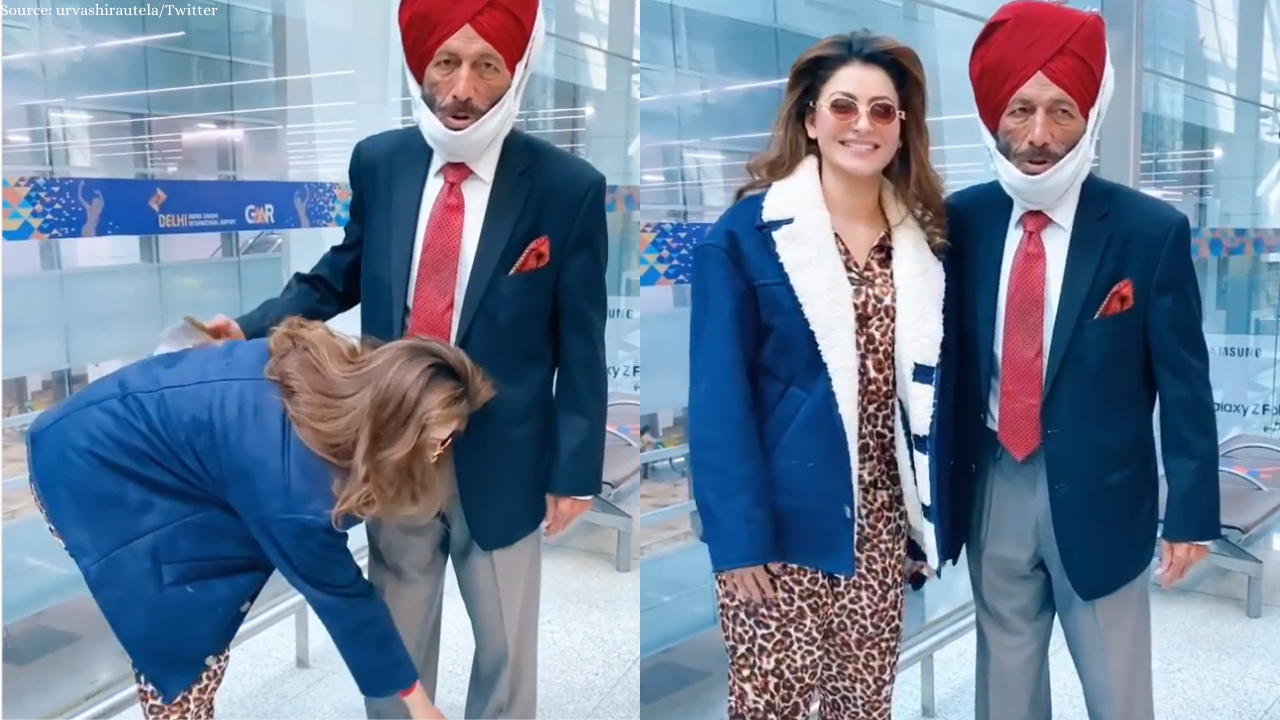 Urvashi Rautela touched Milkha Singh's feet at the airport, the video went viral