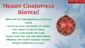 Desejos de Feliz Natal para a Irmã: Mensagens, Citações, Saudações para a  Irmã