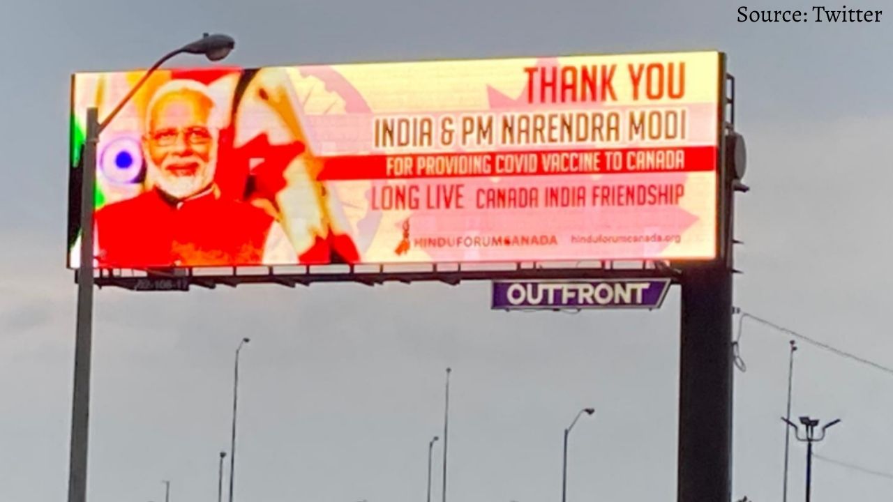India gave Canada's Corona vaccine, thanks to PM by installing a billboard