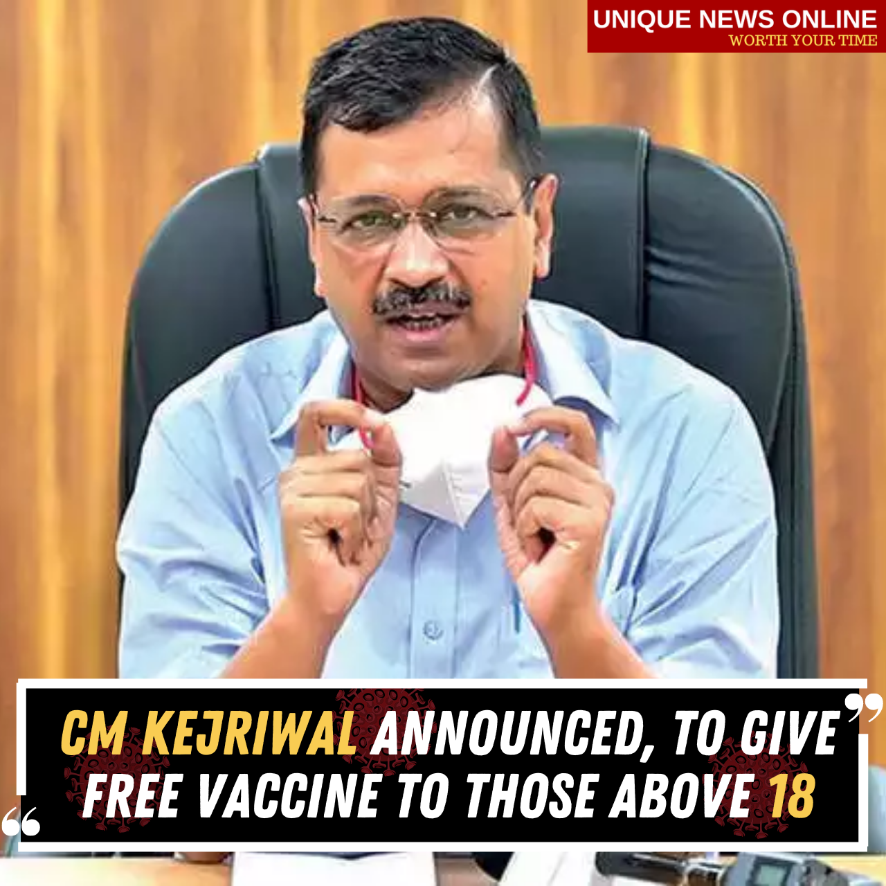 CM Arvind Kejriwal announced, free vaccine in Delhi to people above 18