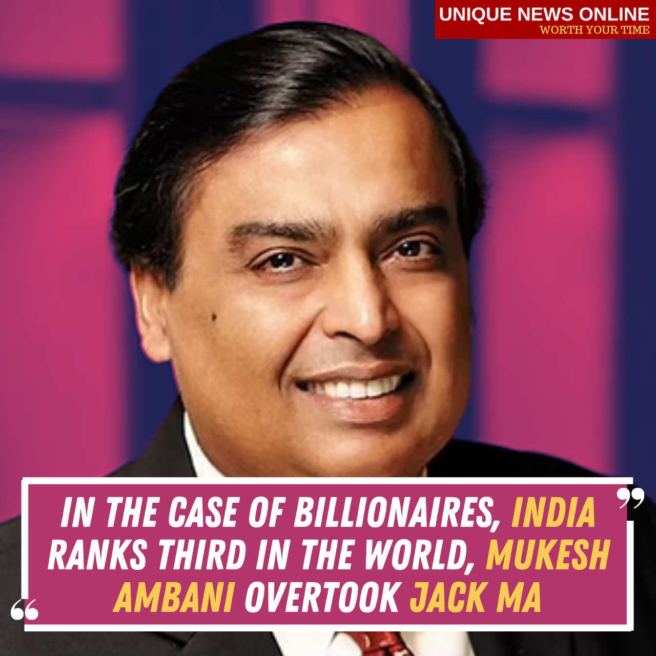 In the case of billionaires, India ranks third in the world, Mukesh Ambani overtook Jack Ma