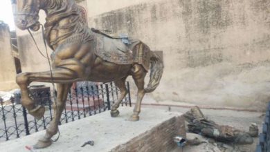 Pakistan’s TLP parties worker vandalises Maharaja Ranjit Singh's statue in Lahore