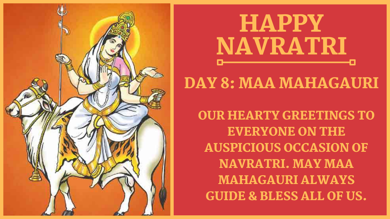 Navratri Day 8 Wishes and Images: Maa Mahagauri PNG, Status, and WhatsApp Status Video to Download
