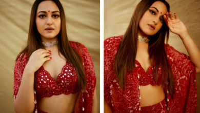 Sonakshi Sinha is the dream girl in a deep-neck maroon blouse and lehenga: Check Stunning Bo*ld Pics