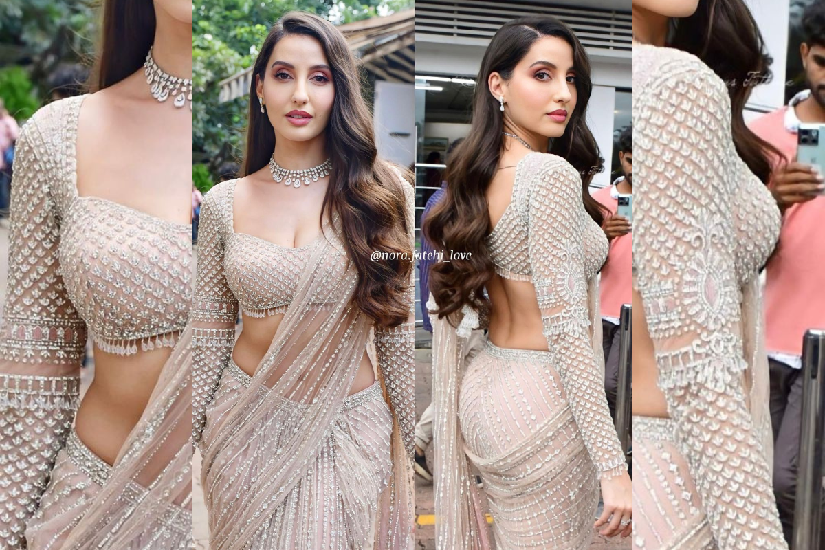Nora Fatehi is an 'Apsara' in her embellished saree with deep-neck blouse photoshoot: Bo*ldness-filled pics are setting social media's temperature high