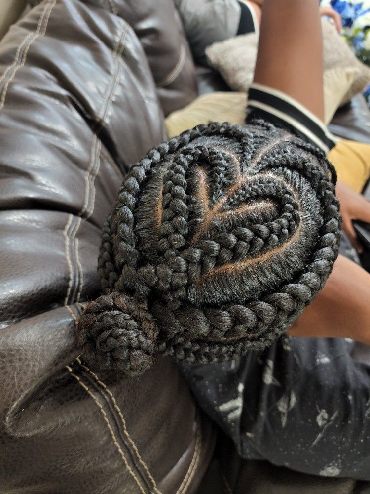 Kanekalon braids with a heart design