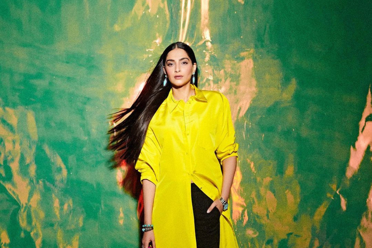 Sonam Kapoor Looks Bright As Ever In Her Bo*ld Neon Oversized Valentino Shirt-Gown