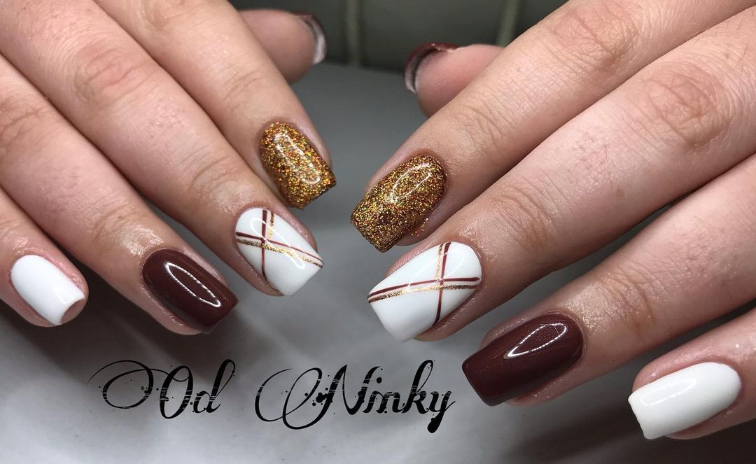 Brown and Gold Nails