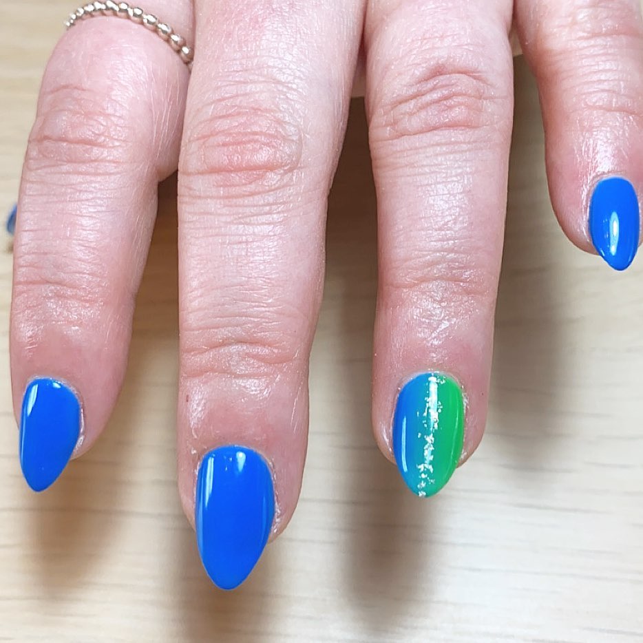 Blue and Green Nails