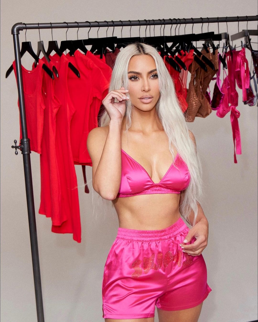 Pink Kim Kardashian Nails