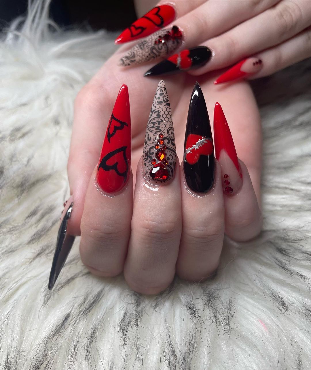 Red and Black Nail Designs
