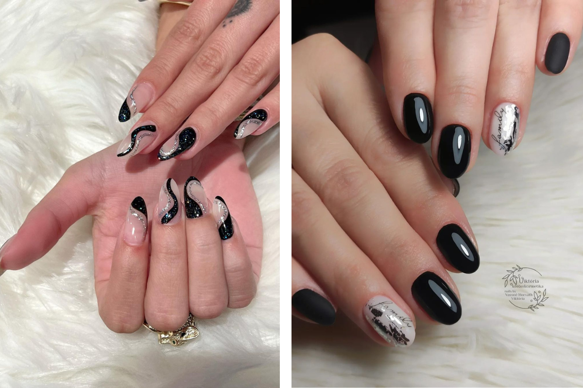 1. Black and White Gothic Nail Design - wide 5