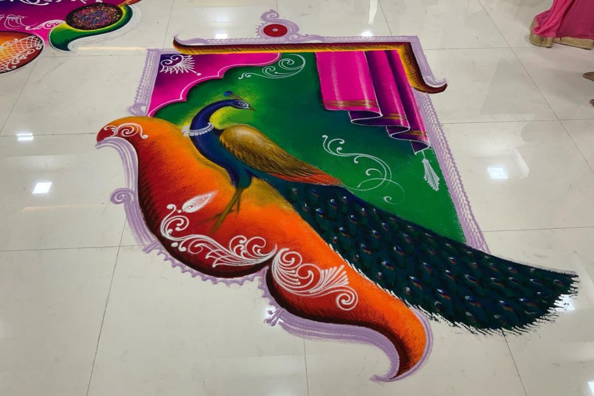 20+ Peacock Rangoli Designs That You Can't Take Your Eyes Off (2023)