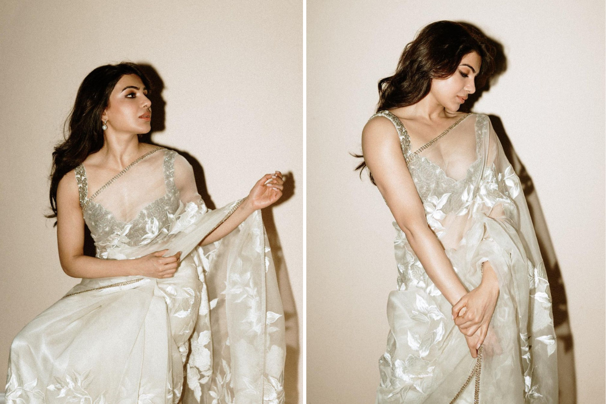 Samantha Ruth Prabhu Gives Off Desi Girl Vibes In Her Shimmery Embroidered Bo*ld Blouse