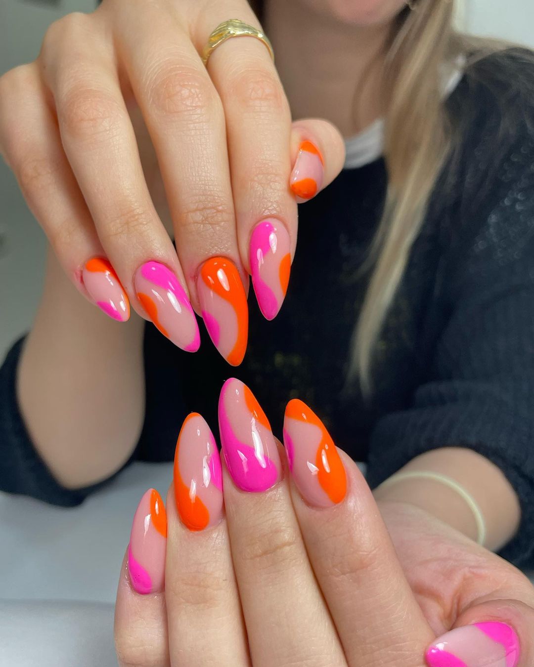 Pink and Orange Nail Designs