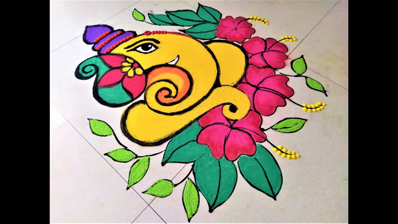 15+ Ganesh Ji Rangoli Designs For All Festivals and Occasions Related To Vighnaharta
