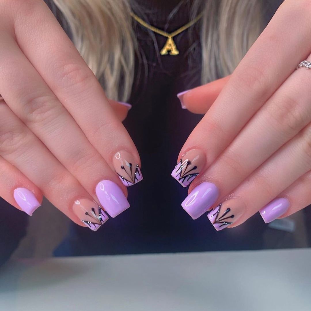 Violet Butterfly Nail Designs