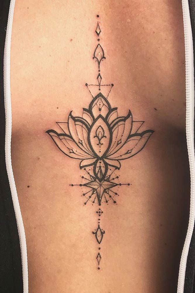 Lotus Tattoo Design Between Breasts