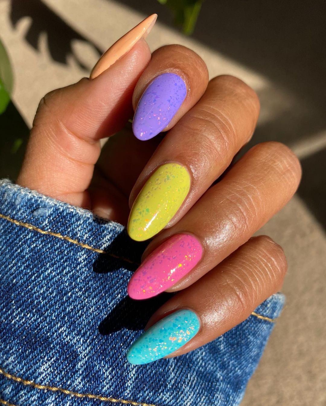 Multicolored Chrome Nail Designs