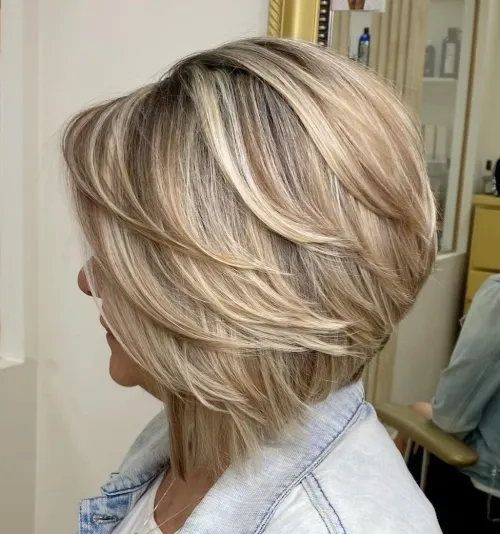 Stacked Bob with Feathered Layers