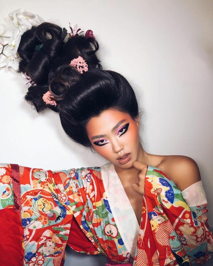 Geisha Makeup with Long Hair