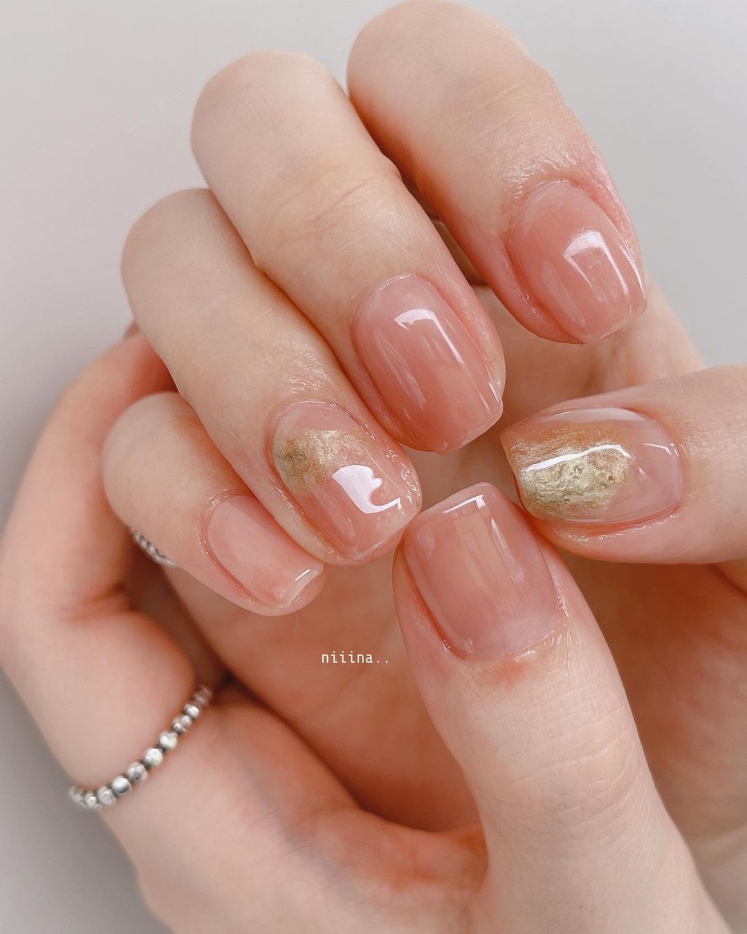 Pink and Gold Bridal Nail Designs