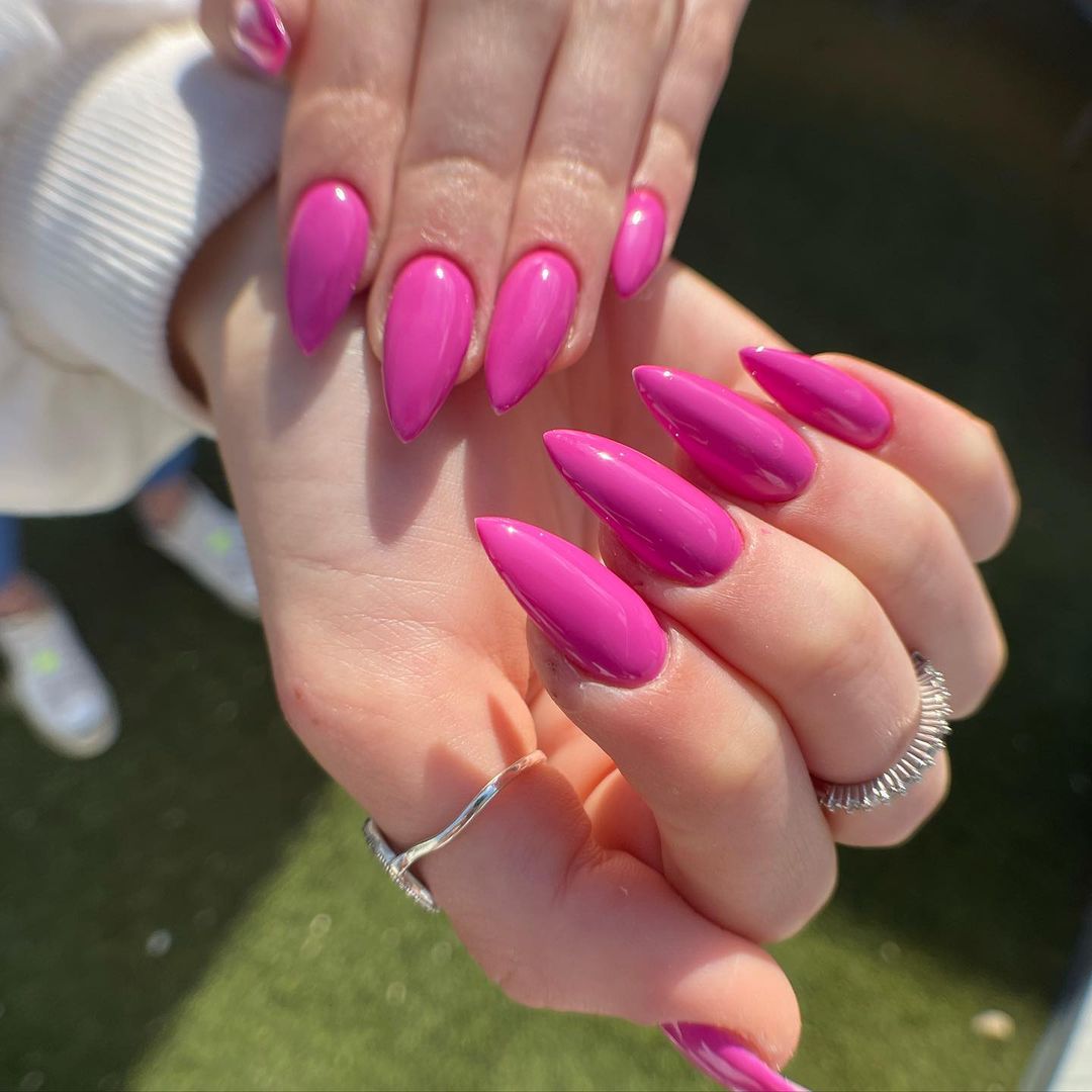 Stiletto Hot Pink Nail Designs