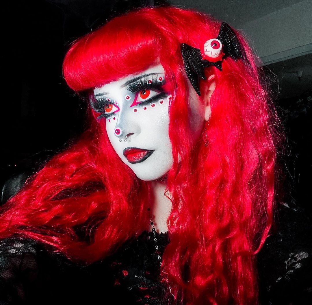 Red Bangs Goth Makeup