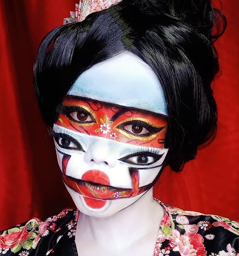 Face Painted Geisha Makeup